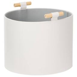 Wyld and Coco 3-Piece Off-White Faux Leather Storage Baskets With Handles in White - thumbnail 7