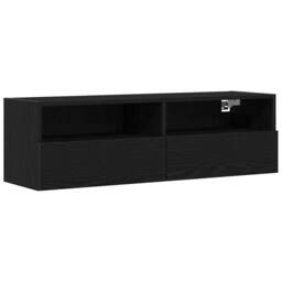 Berkfield Home TV Wall Cabinet Black Oak 100x30x30 cm Engineered Wood - Size: 100 x 30 x 30 cm