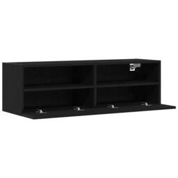 Berkfield Home TV Wall Cabinet Black Oak 100x30x30 cm Engineered Wood - Size: 100 x 30 x 30 cm - thumbnail 5