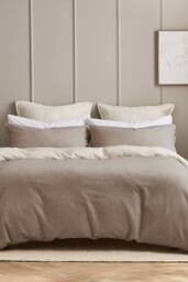 CHRISTY 'Relaxed Linen' Washed Finish Reversible Duvet Cover Set in Beige - Size: Super King - thumbnail 4