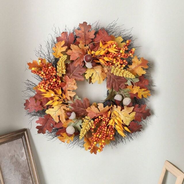 Garden Greatness Autumn Maple Leaf Door Wreath - Fall Front Door Decor in Brown - Size: 1 Pack - image 1