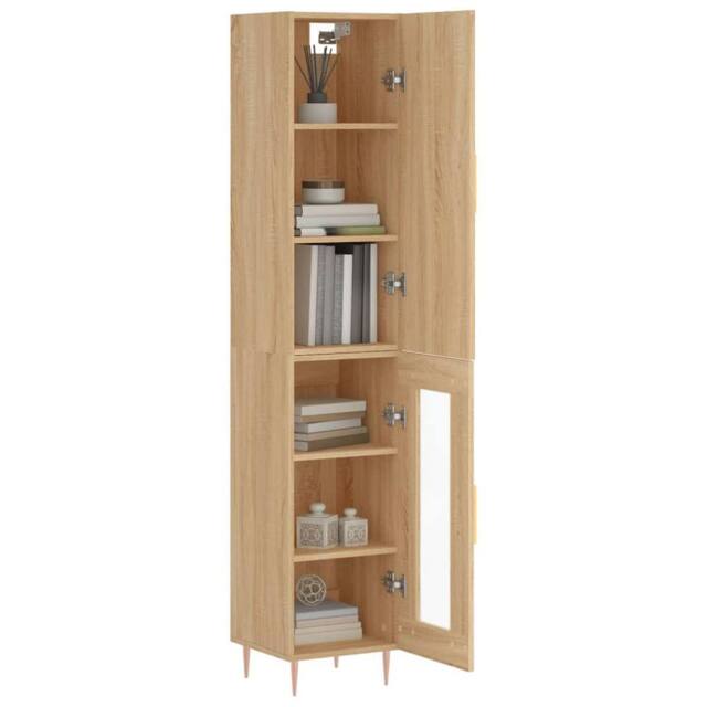 Berkfield Home Highboard Sonoma Oak 34.5x34x180 cm Engineered Wood in Light Oak - image 1