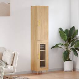 Berkfield Home Highboard Sonoma Oak 34.5x34x180 cm Engineered Wood in Light Oak - thumbnail 2