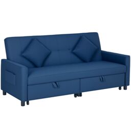 HOMCOM Reversible L-Shaped Sectional Sofa Bed with Cushions in Blue - thumbnail 2
