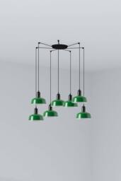 Netlighting Tatawin Small Cluster Pendant Ceiling Light Black Gloss Green 7x E27
