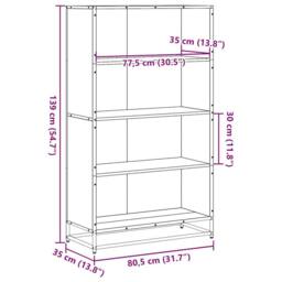 Berkfield Home Modern Bookcase Black 80.5x35x139 cm Engineered Wood - thumbnail 9