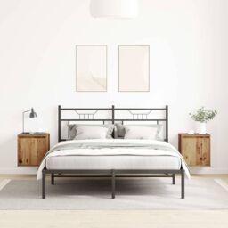 Berkfield Home Wall-Mounted Bedside Cabinets 2 pcs Old Wood 38x34x40 cm in Brown - Size: 38 x 34 x 40 cm - thumbnail 3