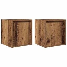 Berkfield Home Wall-Mounted Bedside Cabinets 2 pcs Old Wood 38x34x40 cm in Brown - Size: 38 x 34 x 40 cm - thumbnail 2
