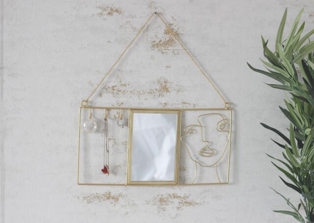 Marco Paul Gold Wall Mirror & Jewellery Holder Wall Art for Bedroom - image 1