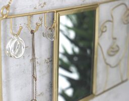 Marco Paul Gold Wall Mirror & Jewellery Holder Wall Art for Bedroom - thumbnail 3