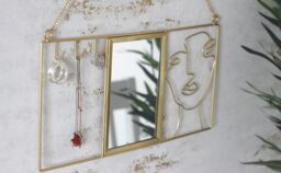 Marco Paul Gold Wall Mirror & Jewellery Holder Wall Art for Bedroom - thumbnail 2