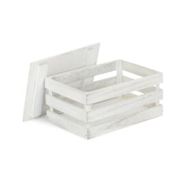 Red Hamper Vintage Slatted Lidded Wooden Box in Grey - Size: Small - thumbnail 2