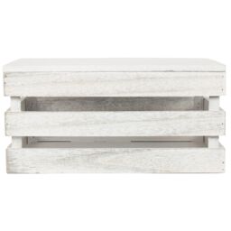 Red Hamper Vintage Slatted Lidded Wooden Box in Grey - Size: Small - thumbnail 3