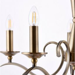 Loops Hanging Flush Ceiling Pendant 5 Light ANTIQUE BRASS Chandelier Lamp Bulb Holder in Metallics - thumbnail 4