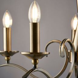 Loops Hanging Flush Ceiling Pendant 5 Light ANTIQUE BRASS Chandelier Lamp Bulb Holder in Metallics - thumbnail 5