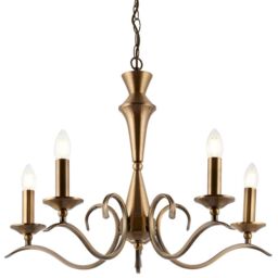 Loops Hanging Flush Ceiling Pendant 5 Light ANTIQUE BRASS Chandelier Lamp Bulb Holder in Metallics - thumbnail 3