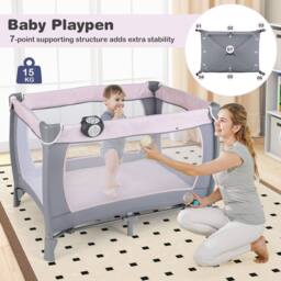 CASART Foldable Nursery Center Bassinet Baby Playard w/Diaper Changing Table - Size: Crib - thumbnail 7