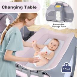 CASART Foldable Nursery Center Bassinet Baby Playard w/Diaper Changing Table - Size: Crib - thumbnail 8
