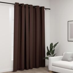 Berkfield Home Linen-Look Blackout Curtain with Grommets Taupe 290x245cm - Size: 290x245 cm