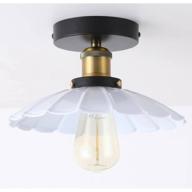 NIVOR 24.5cm Industrial Aluminum Flush Mount Ceiling Chandelier 2 Set in White - image 1