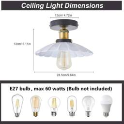 NIVOR 24.5cm Industrial Aluminum Flush Mount Ceiling Chandelier 2 Set in White - thumbnail 2