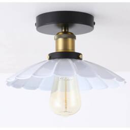 NIVOR 24.5cm Industrial Aluminum Flush Mount Ceiling Chandelier 2 Set in White