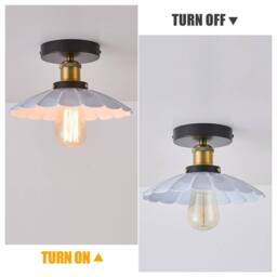 NIVOR 24.5cm Industrial Aluminum Flush Mount Ceiling Chandelier 2 Set in White - thumbnail 5