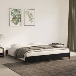 Berkfield Home Bed Frame Black 180x200 cm Super King Velvet - thumbnail 1