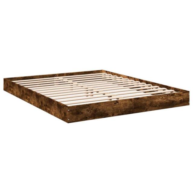 Berkfield Home Modern Bed Frame without Mattress Smoked Oak 160x200 cm Engineere in Brown - image 1