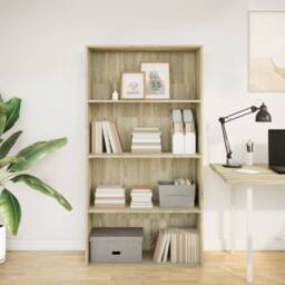 Berkfield Home Bookcase Sonoma Oak 80x30x152 cm Engineered Wood in Brown - Size: 80 x 30 x 152 cm - thumbnail 3