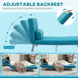 Wyld Haus Rekele Linen Feel Dark Blue Single Sleeper Chair in Teal - thumbnail 5