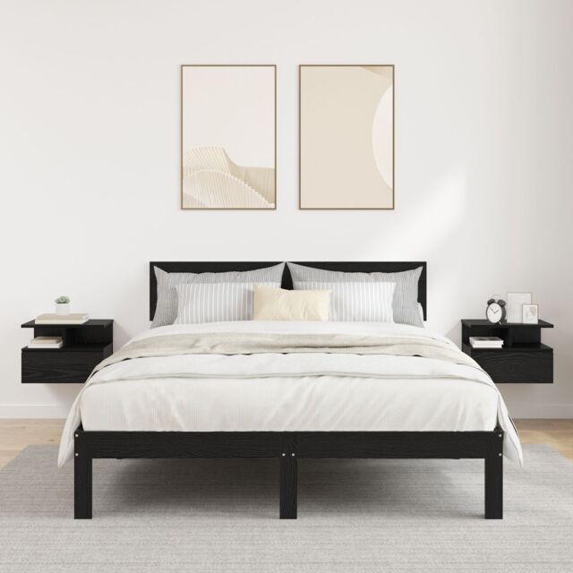 Berkfield Home Floating Nightstands 2 pcs Black Oak 40x31x27 cm Engineered Wood - Size: 40 x 31 x 27 cm - image 1