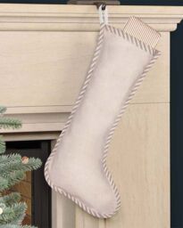 Dibor Set of 4 Grey Piped Chambray Xmas Gift Decoration Christmas Stocking - Size: 4 Pack - thumbnail 2