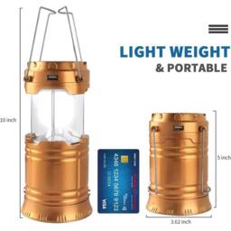 NESTLUNE Gold Collapsible Solar Camping Lantern LED Solar - thumbnail 2