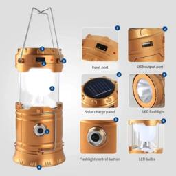 NESTLUNE Gold Collapsible Solar Camping Lantern LED Solar - thumbnail 3