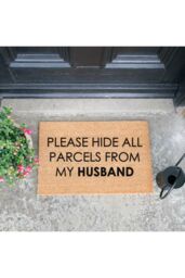 Artsy Mats Please Hide All Parcels From My Husband Doormat in Black - Size: 40 cm x 60 cm - thumbnail 2