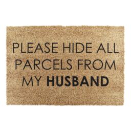 Artsy Mats Please Hide All Parcels From My Husband Doormat in Black - Size: 40 cm x 60 cm - thumbnail 4