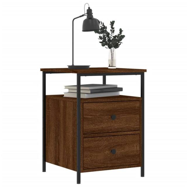 Berkfield Home Durable Bedside Cabinet Brown Oak 44x45x60 cm Engineered Wood - Size: 44 x 45 x 60 cm - image 1