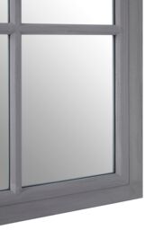 Orsina Grey Flat Wood Wall Mirror, 130x100cm Rectangle Mirror With 16 Panels & Hanging Hooks, Rustic Wall Décor - Size: 130x100 cm - thumbnail 4