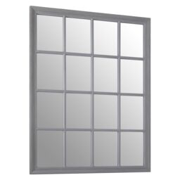 Orsina Grey Flat Wood Wall Mirror, 130x100cm Rectangle Mirror With 16 Panels & Hanging Hooks, Rustic Wall Décor - Size: 130x100 cm - thumbnail 2