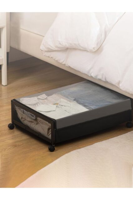 Living and Home 2 Pcs Under Bed Storage Containers Colothes Organiser Box with Wheels in Black - image 1