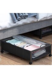 Living and Home 2 Pcs Under Bed Storage Containers Colothes Organiser Box with Wheels in Black - thumbnail 4