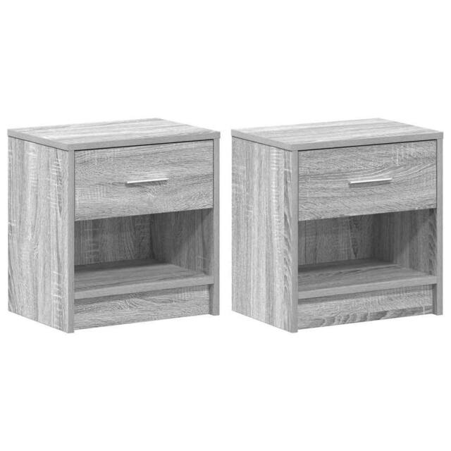 Berkfield Home Bedside Cabinets 2 pcs with Drawer Grey Sonoma 39x28x41 cm - Size: 39 x 28 x 41 cm - image 1