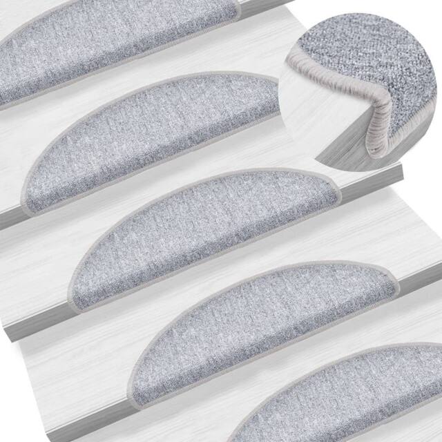 Berkfield Home Carpet Stair Treads 15 pcs Light Grey 56x17x3 cm - Size: Medium - image 1