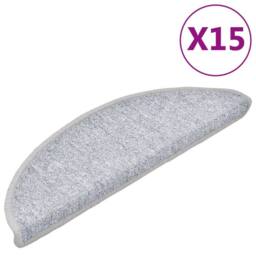Berkfield Home Carpet Stair Treads 15 pcs Light Grey 56x17x3 cm - Size: Medium - thumbnail 2