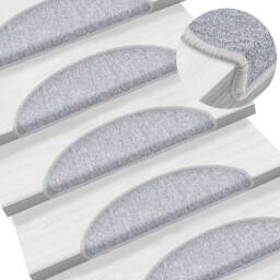 Berkfield Home Carpet Stair Treads 15 pcs Light Grey 56x17x3 cm - Size: Medium - thumbnail 1