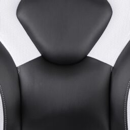 FWStyle Black & White Faux Leather Racer Style Deluxe Gaming Chair - thumbnail 4