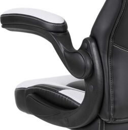 FWStyle Black & White Faux Leather Racer Style Deluxe Gaming Chair - thumbnail 3