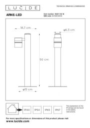 Lucide 'ARNE' Non Dimmable Rotatable Outdoor LED Bollard Pole Light GU10 in Grey - thumbnail 4