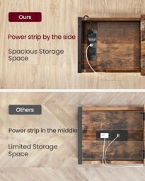 VASAGLE Slim Side Table Charging Station Storage USB Ports Fabric Bags in Brown - thumbnail 5
